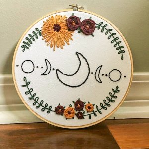 Custom 8" Moon Embroidery Hoop